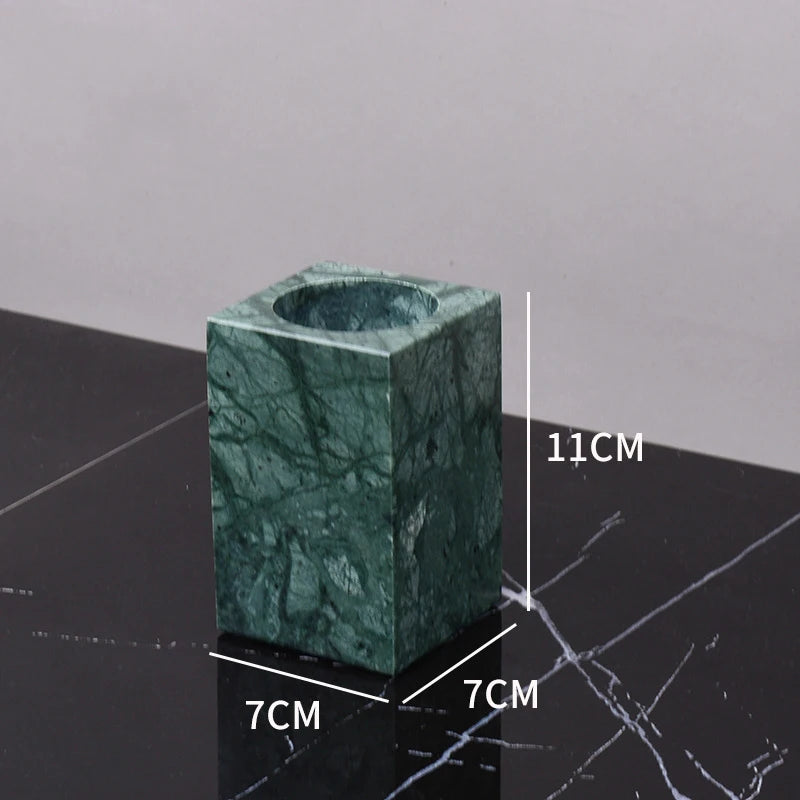 Dark Green Natural Marble Bathroom Set