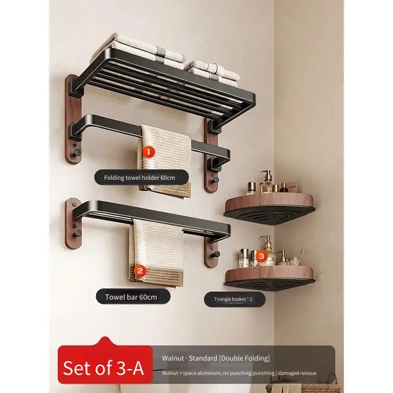 Walnut Folding Towel Rack
