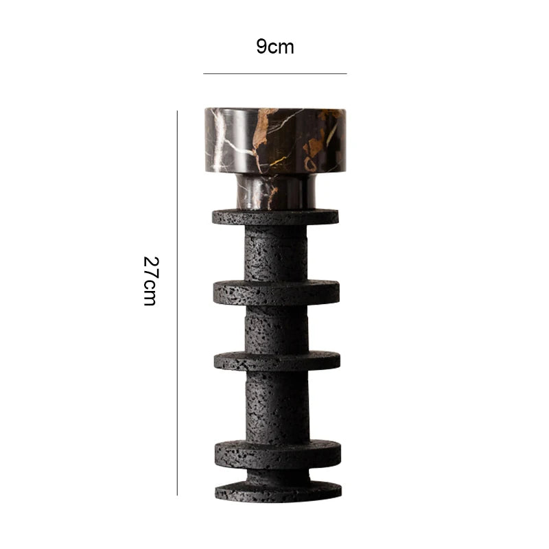 Large Black Marble Pillar Candlestick