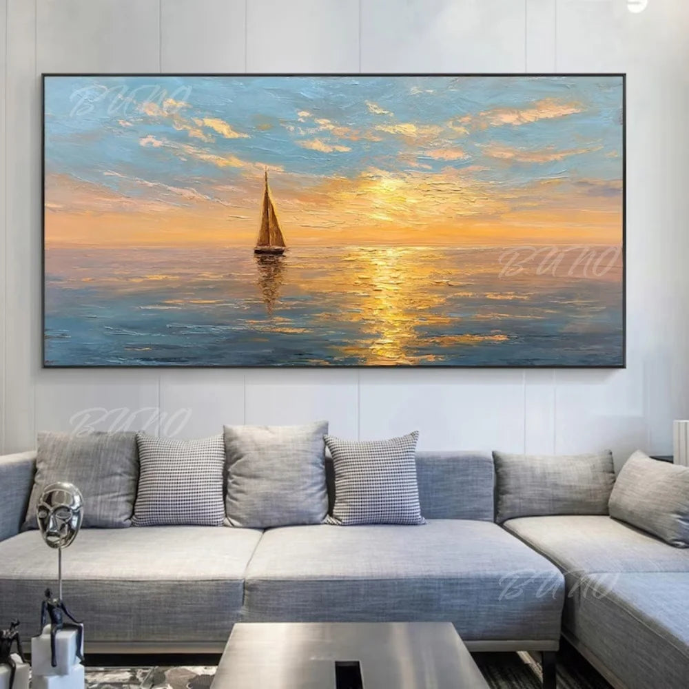 Textured Sunset Seascape Art