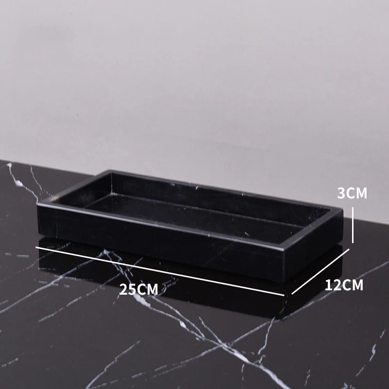 Black Nero Marquina Marble Tray
