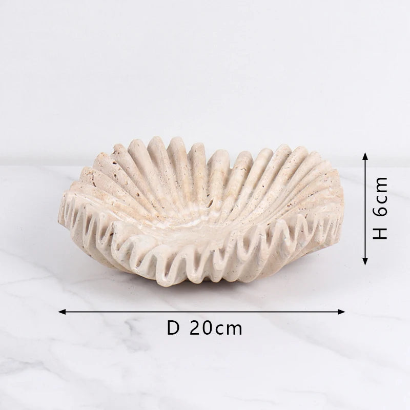 Handcrafted Travetine Fruit Bowl Decorative
