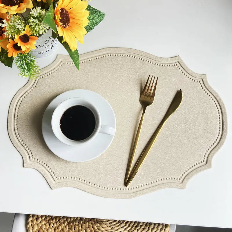 Red Oval Leather Placemats