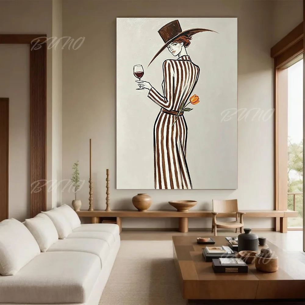 Wine Lady Tulip Painting