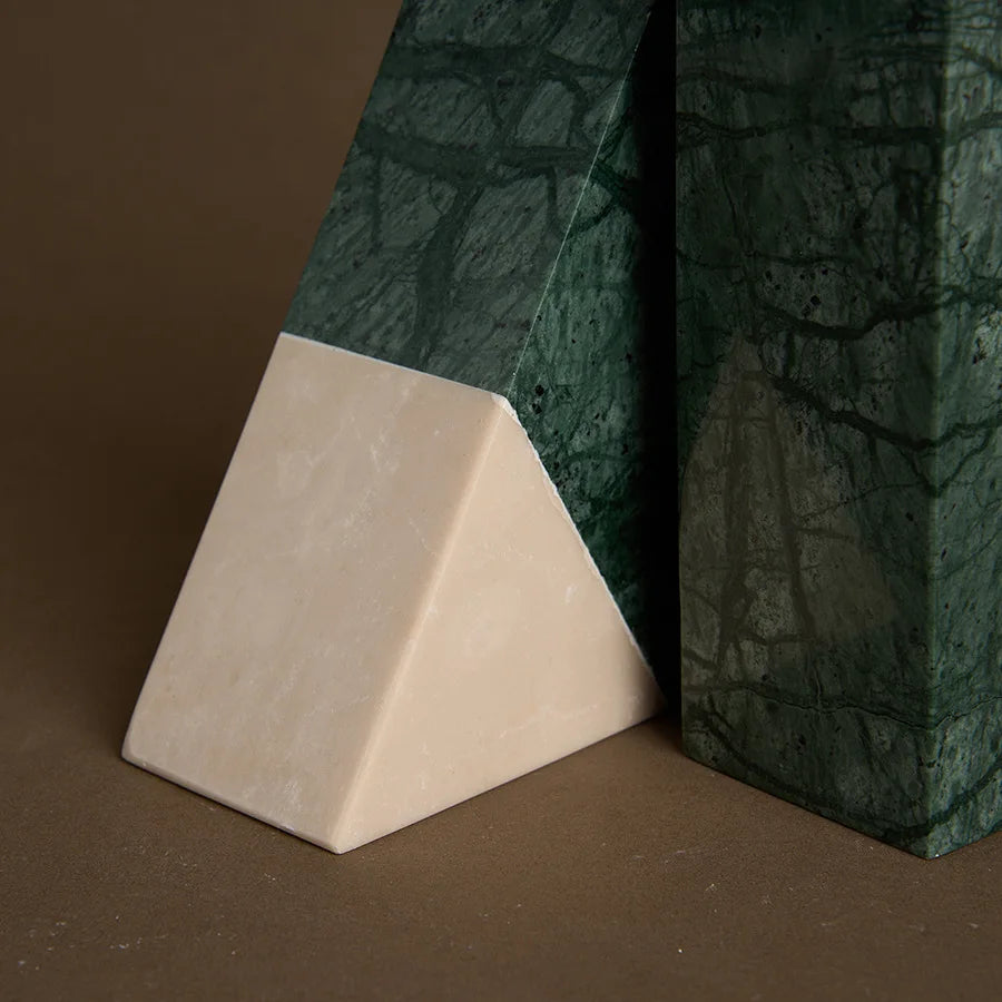Indian Green Natural Marble Bookends