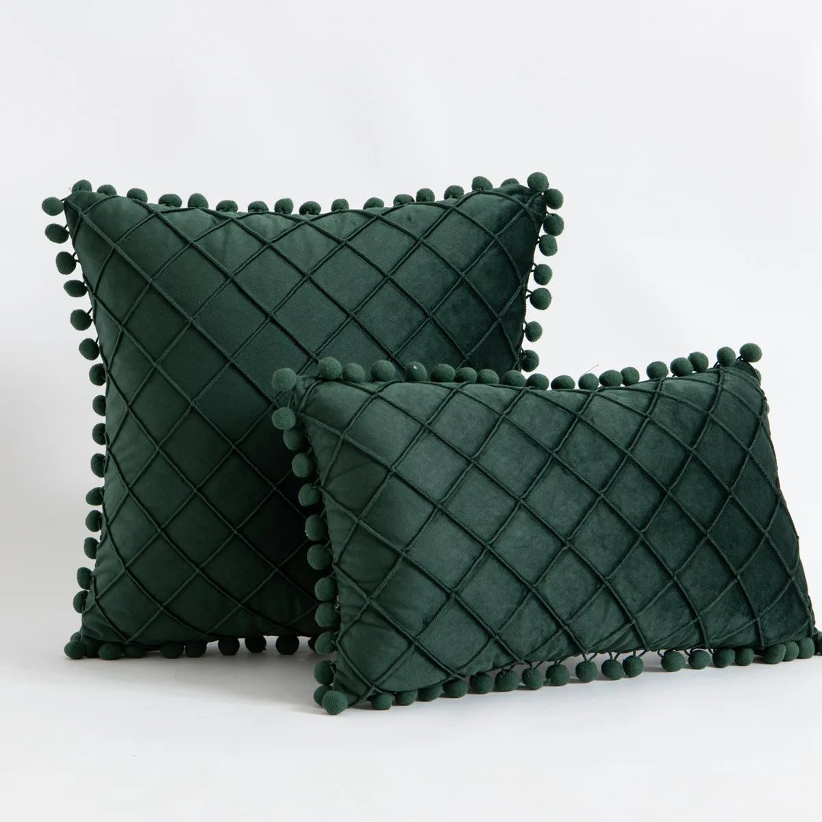 Cream Pompom Cushion Cover