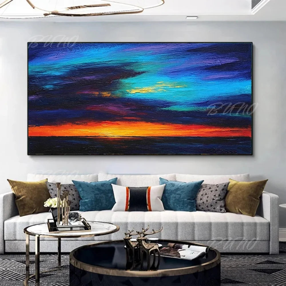 Sea Sunset Impasto Painting
