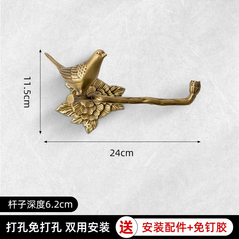 Retro Brass Bird Towel Ring