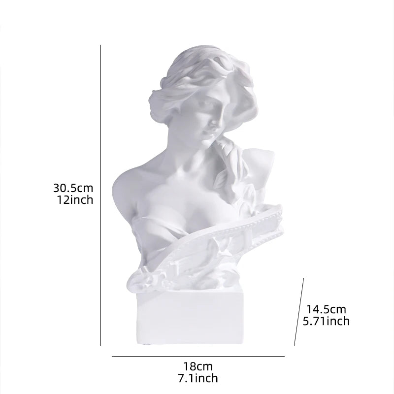 Pair of Harp Lady Resin Ornaments