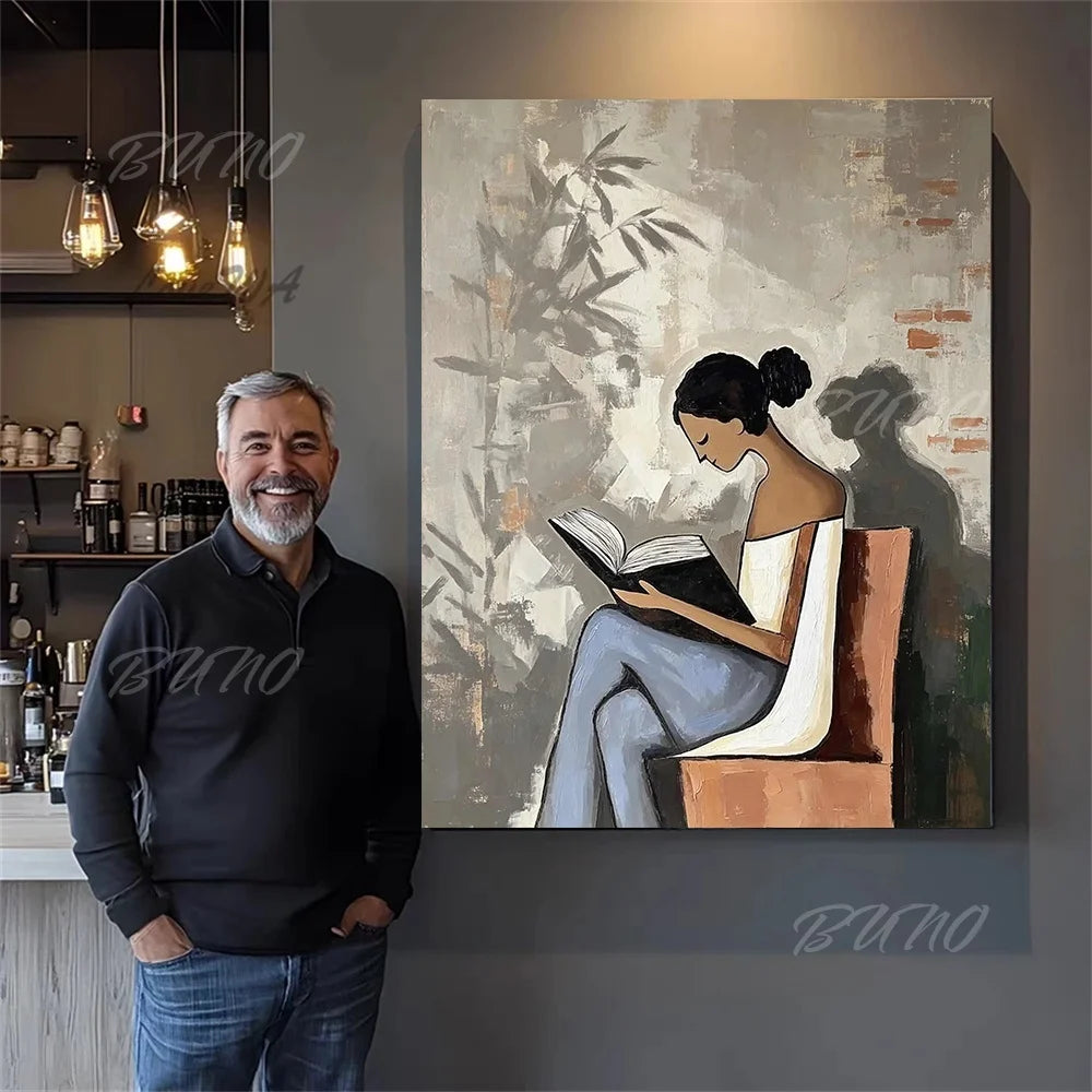 Bohemian Reading Lady Painting