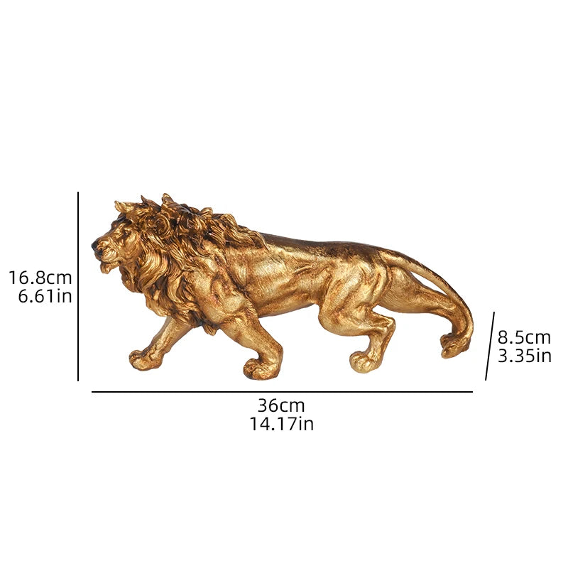 Golden Lion Statue Resin Animal
