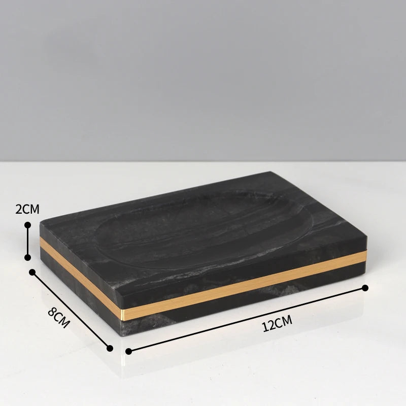 Tree Black Natural Marble Bathroom Set