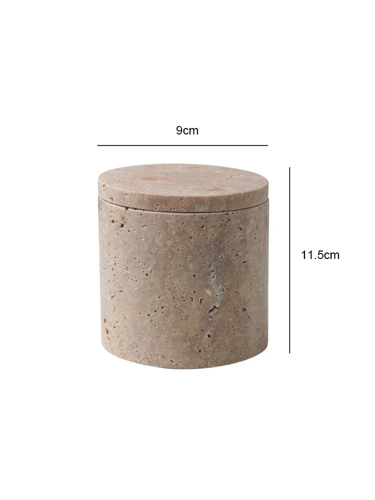 Natural Travertine Stone Cotton Swabs Holder