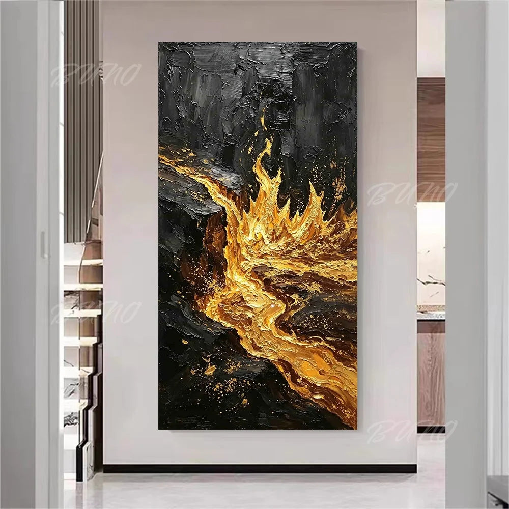 Black Gold Foil Painting