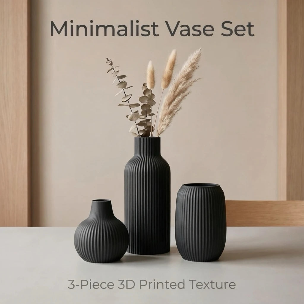 Striped Matte Vase Trio