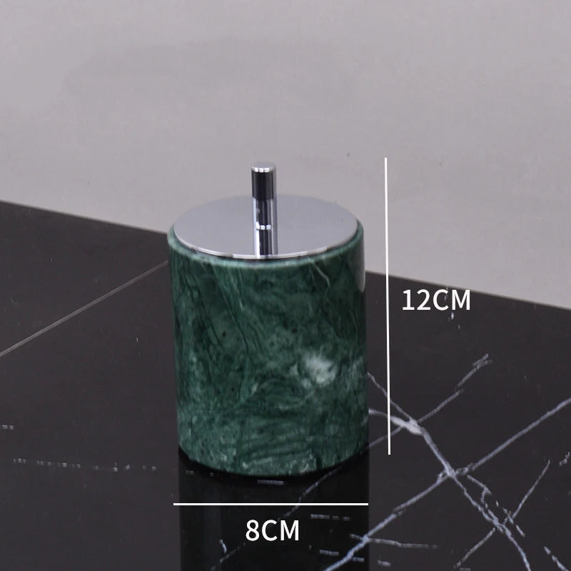 Dark Green Natural Marble Bathroom Set