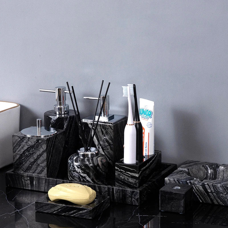 Wood Grain Marble Bath Set