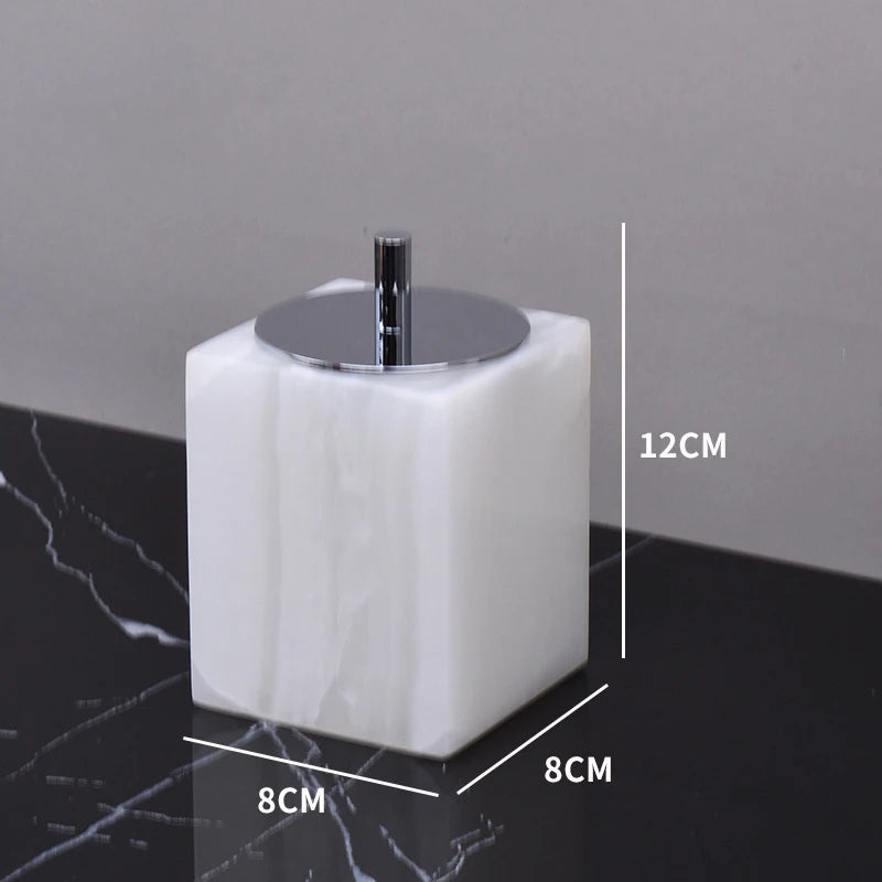 White Onyx Minimalist Bath Set