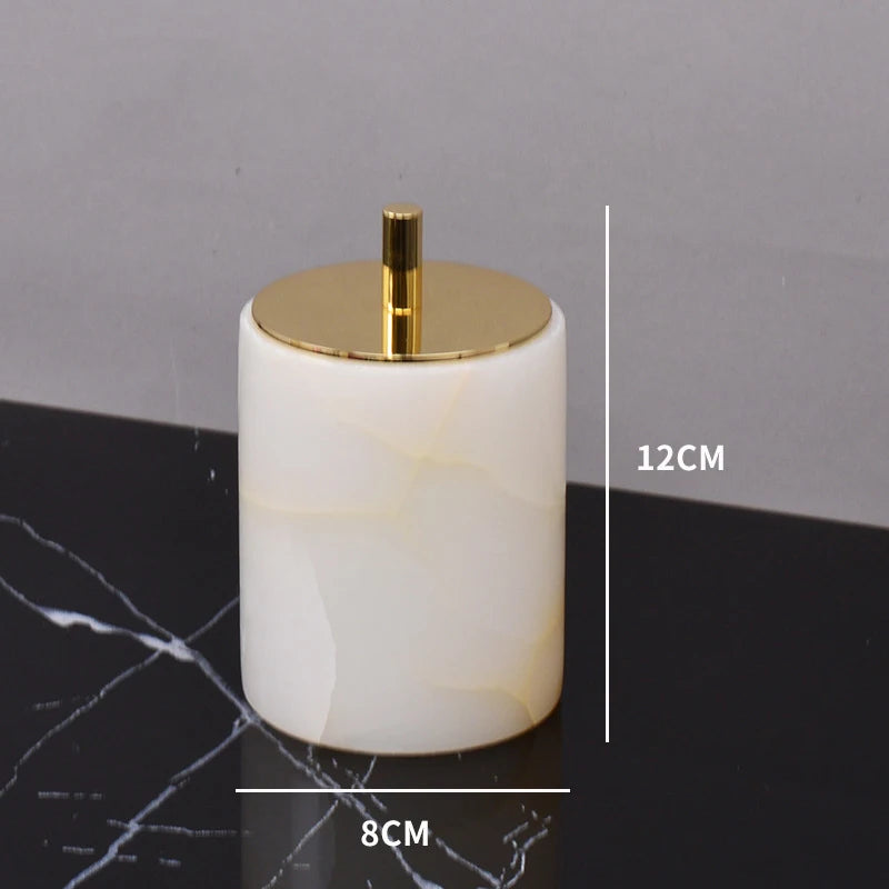 White Onyx Minimalist Bath Set