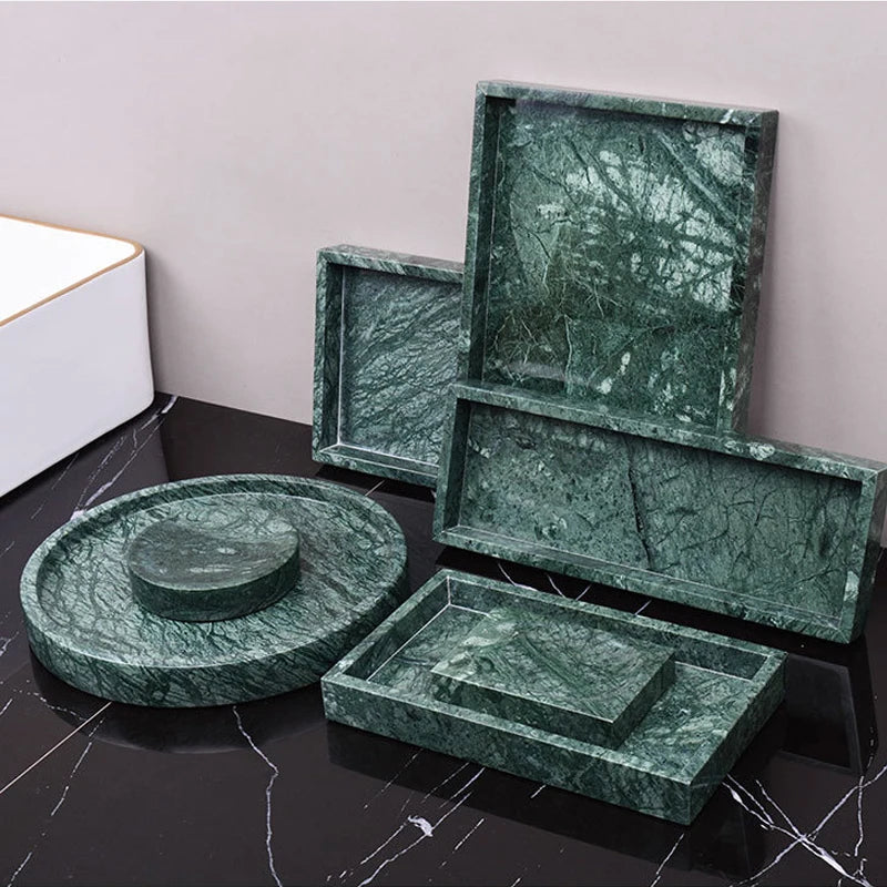 Dark Green Natural Marble Bathroom Set