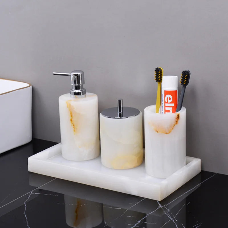 White Onyx Minimalist Bath Set