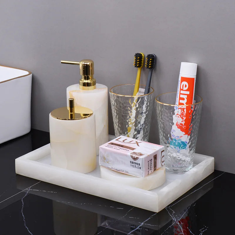 White Onyx Minimalist Bath Set