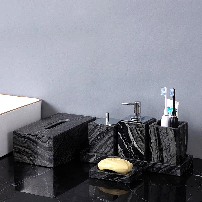 Wood Grain Marble Bath Set