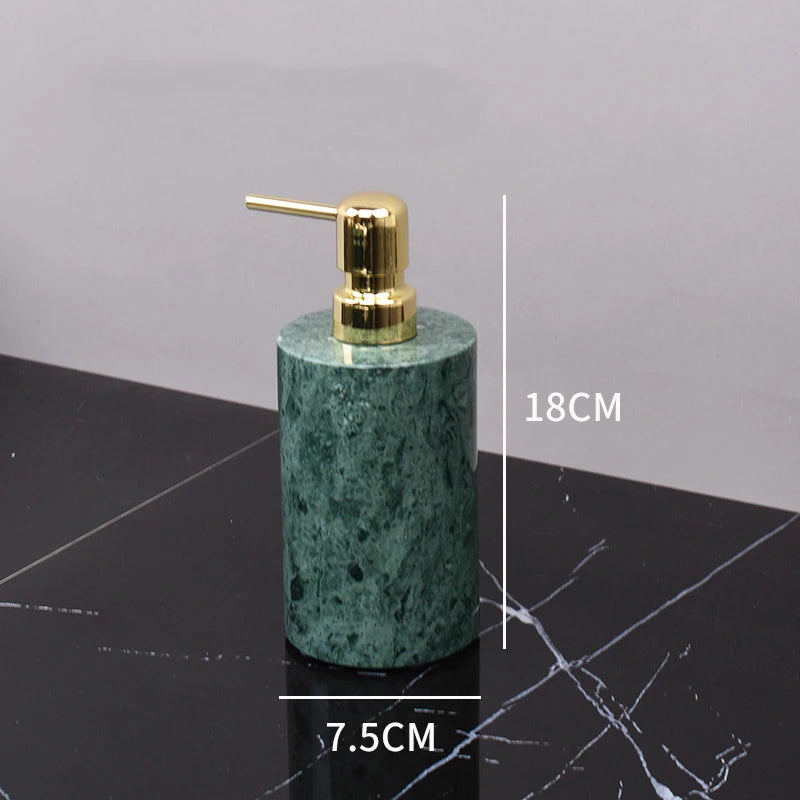 Dark Green Natural Marble Bathroom Set