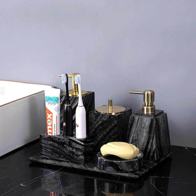 Wood Grain Marble Bath Set