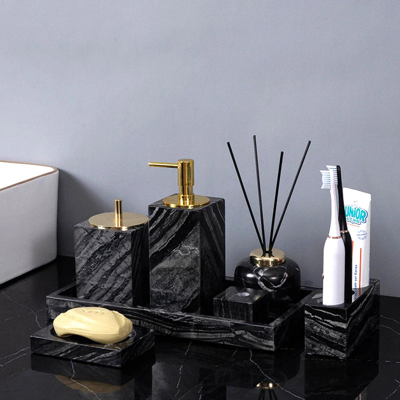 Wood Grain Marble Bath Set