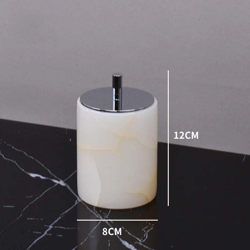 White Onyx Minimalist Bath Set