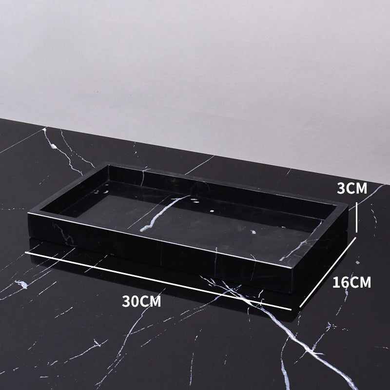 Black Nero Marquina Marble Tray