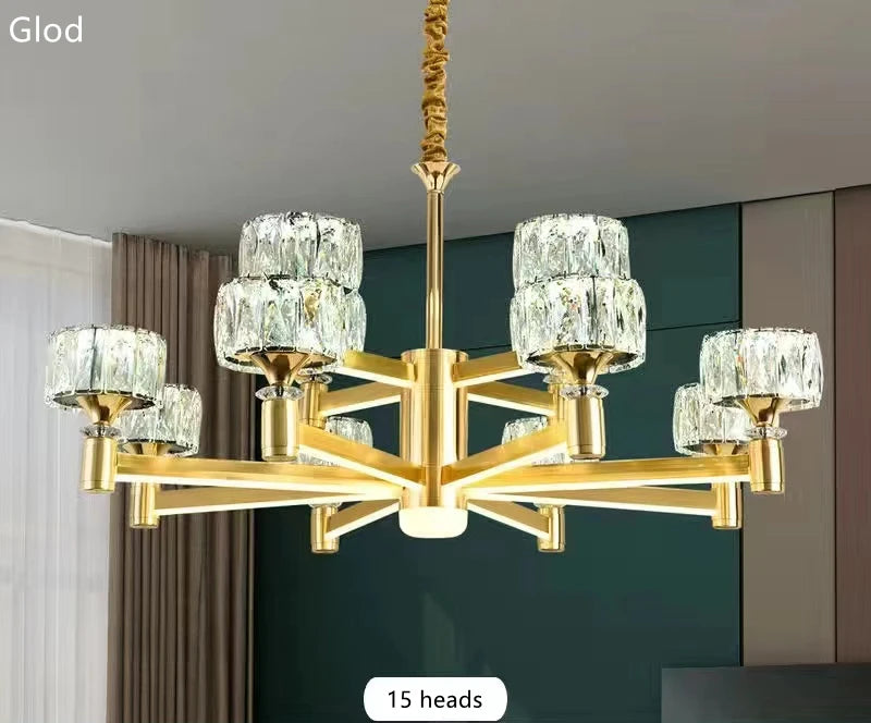 Gold and Black Crystal Chandelier