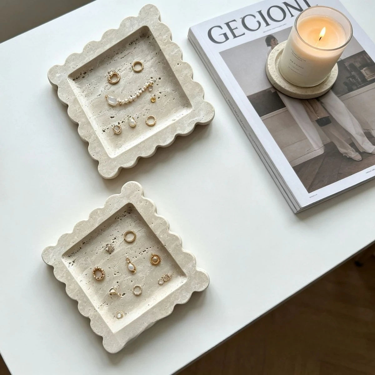 Flower-Shaped Limestone Tray