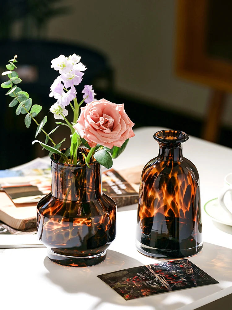 High-grade Leopard Vase Glass Flower