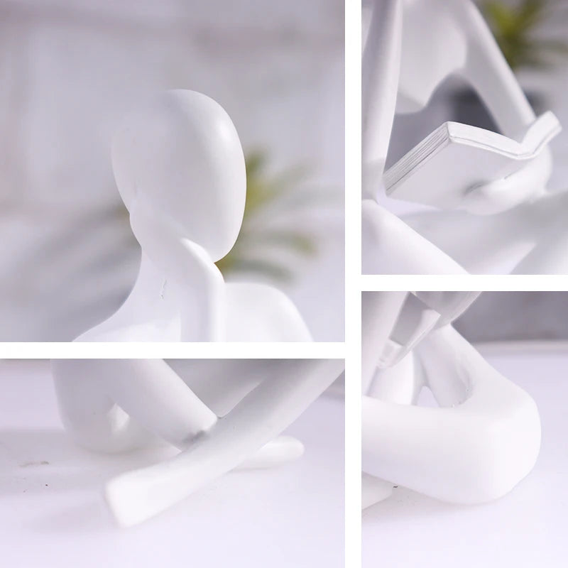 Abstract Little Man Reading Book Sculpture
