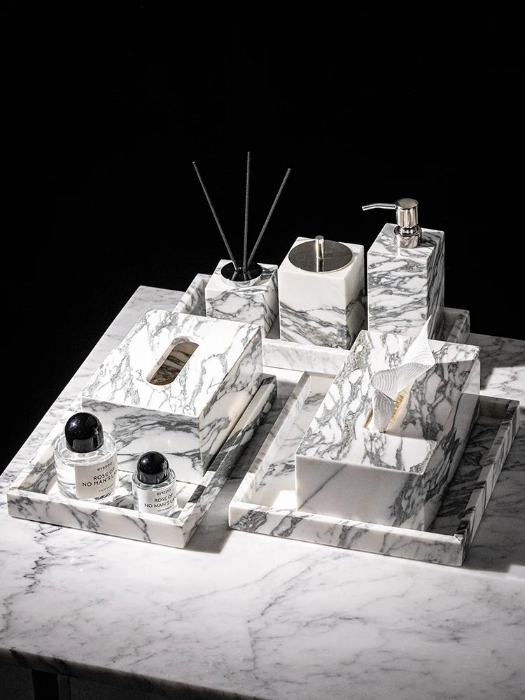 Arabescato Marble Bath Set