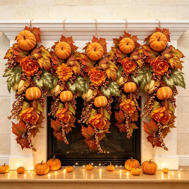 Autumn Pumpkin Peony Wreath