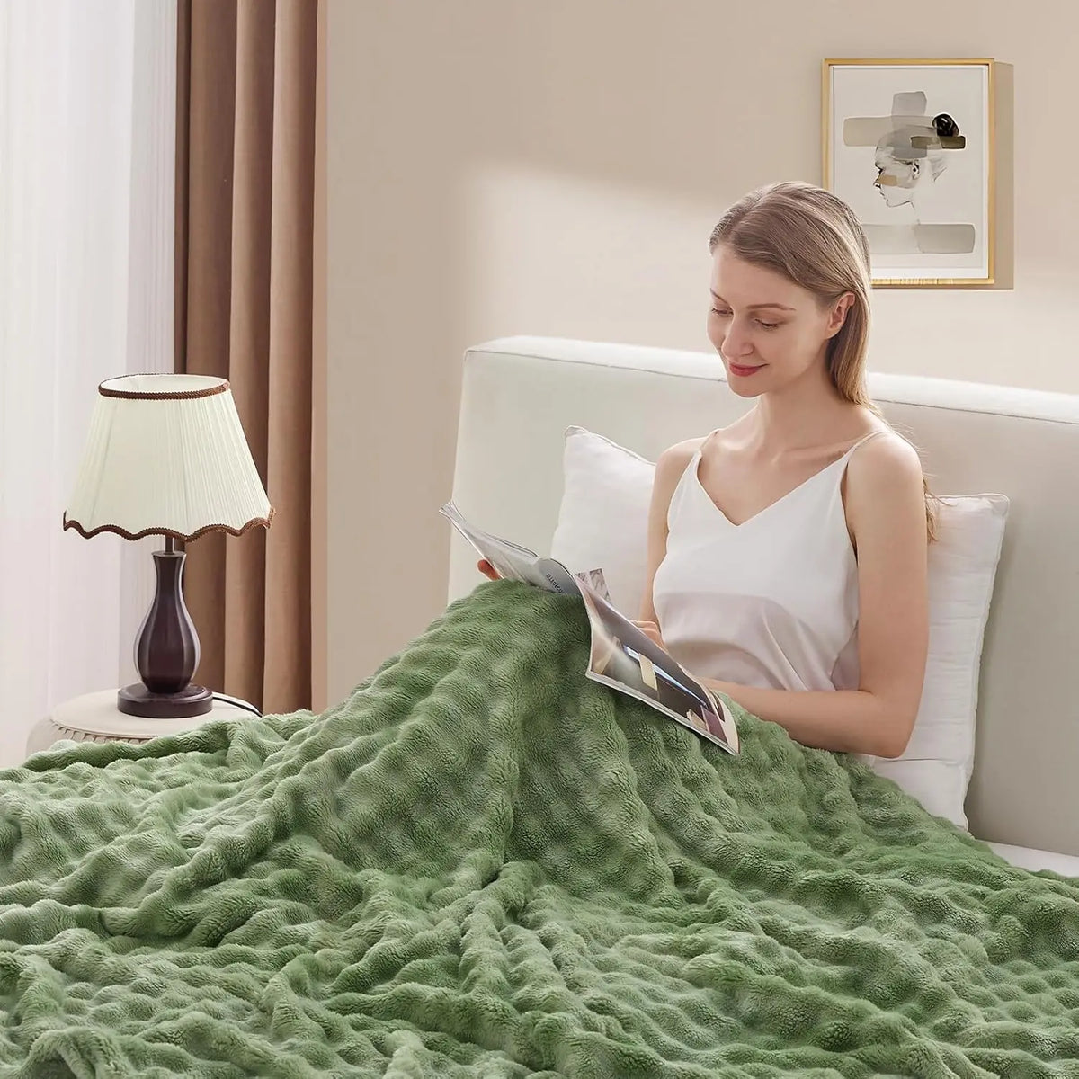Sage Fleece Throw Blanket