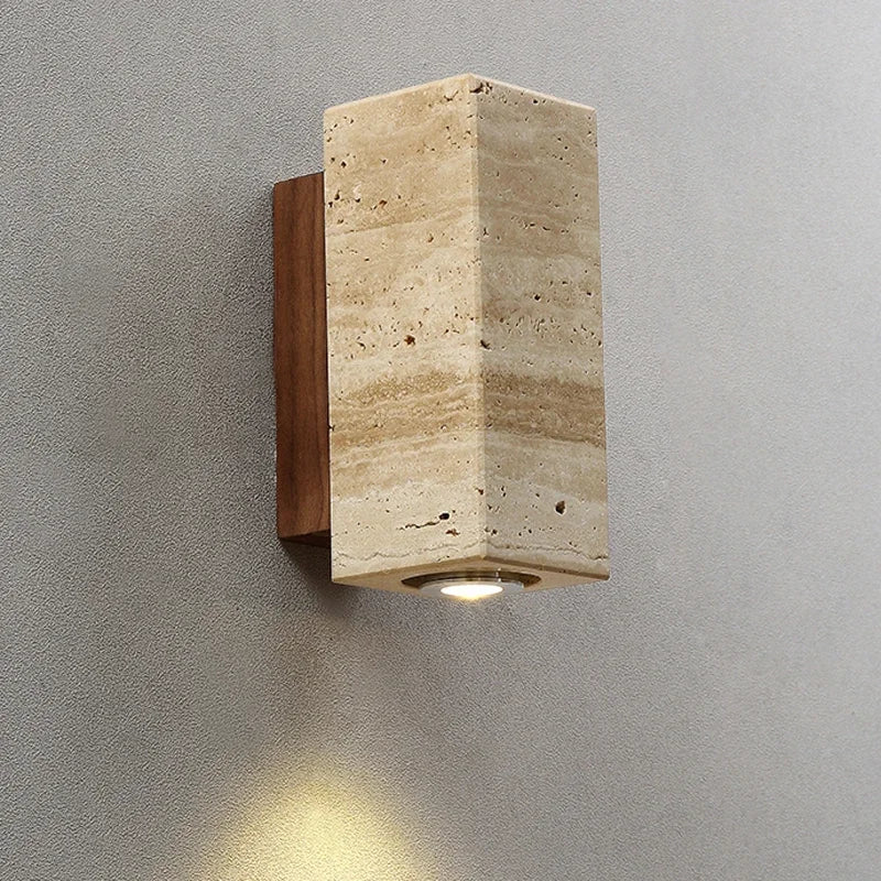 Wabi-Sabi Travertine Wall Lamp