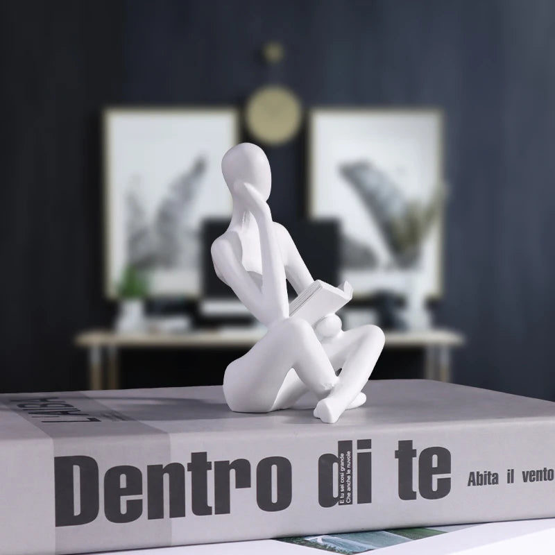 Abstract Little Man Reading Book Sculpture