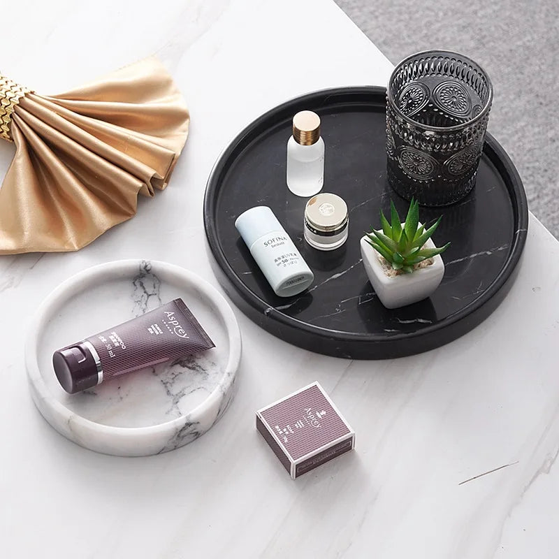 Round Marble Vanity Tray