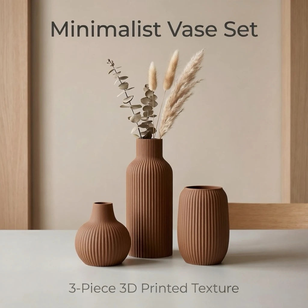 Striped Matte Vase Trio