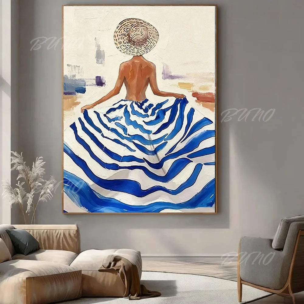French Straw Hat Lady Painting