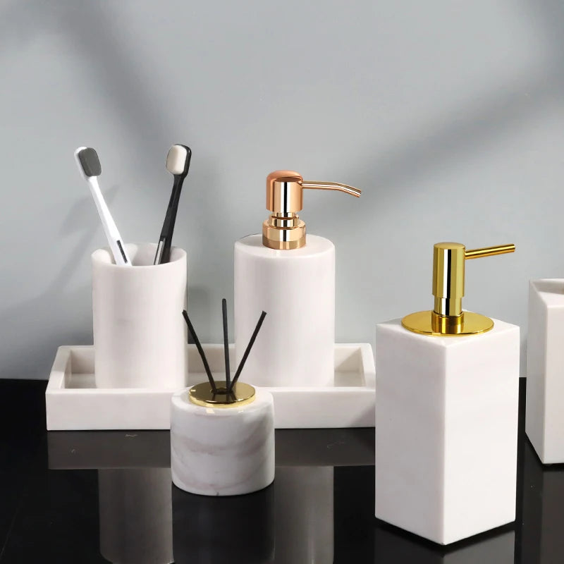 White Volakas Bath Set