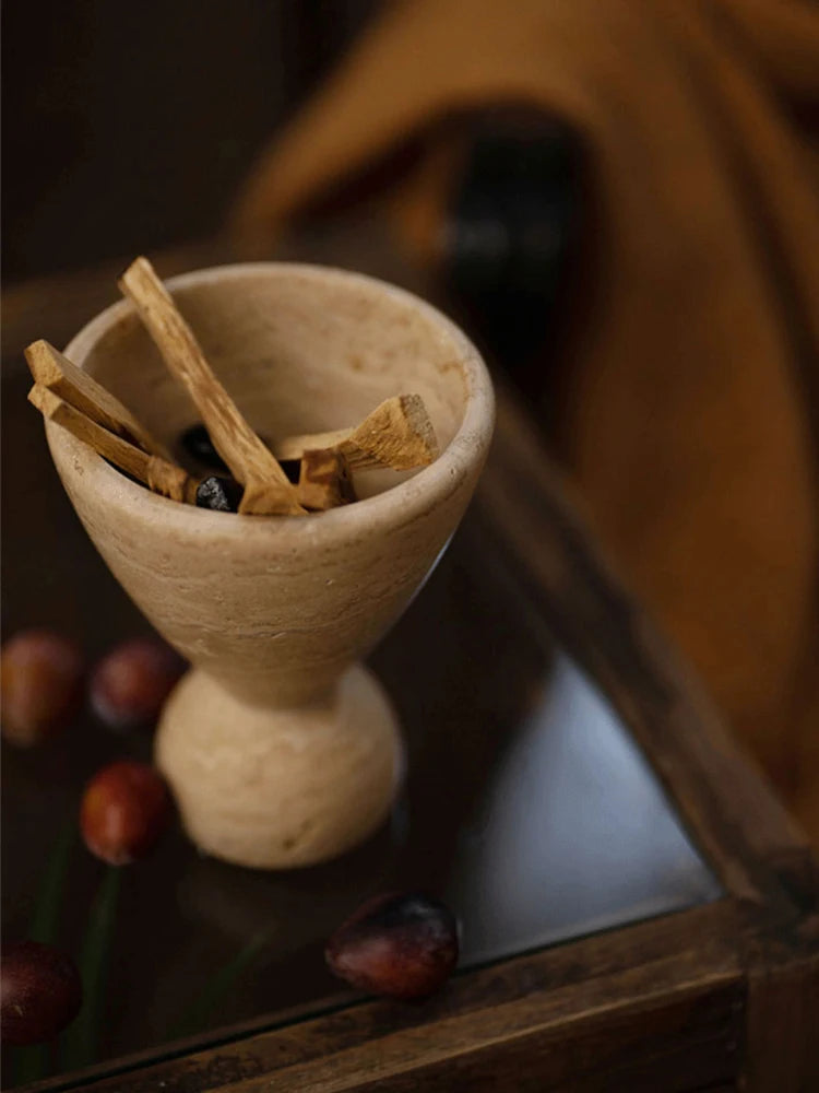Travertine Palo Santo Holder