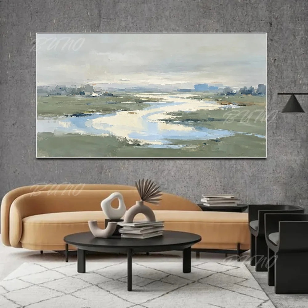 Green Wetland River Art