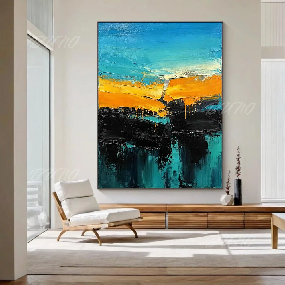 Blue Gold Urban Abstract Art
