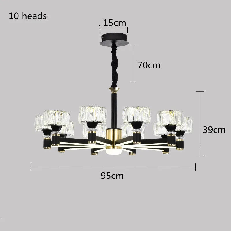 Gold and Black Crystal Chandelier