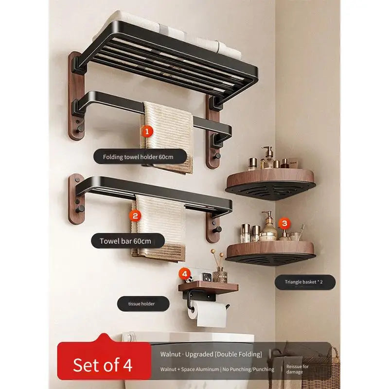 Walnut Folding Towel Rack